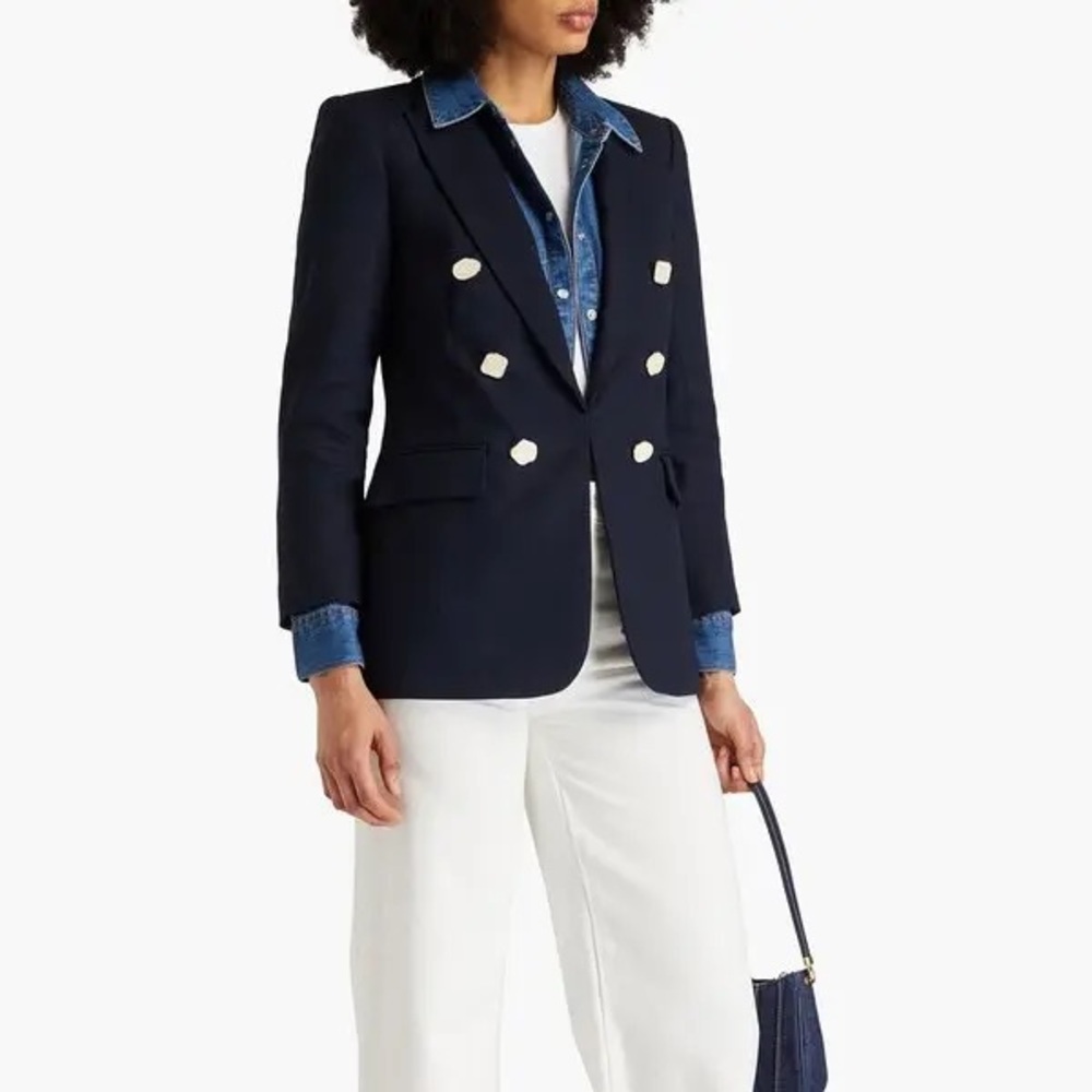 Veronica Beard Navy Bexley Linen Blend Blazer Size 6